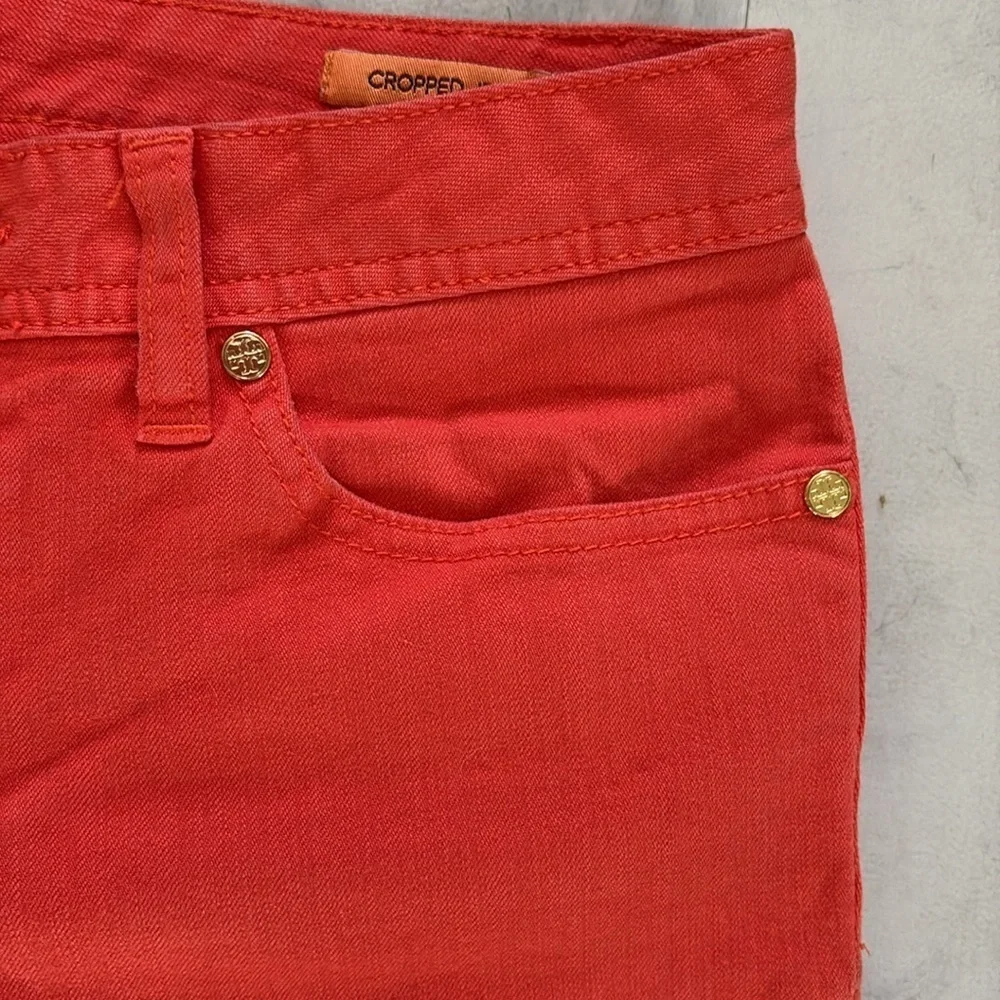 Tory Burch   Jeans  cropped/ankle pants  orange  embroidered back pocket logos